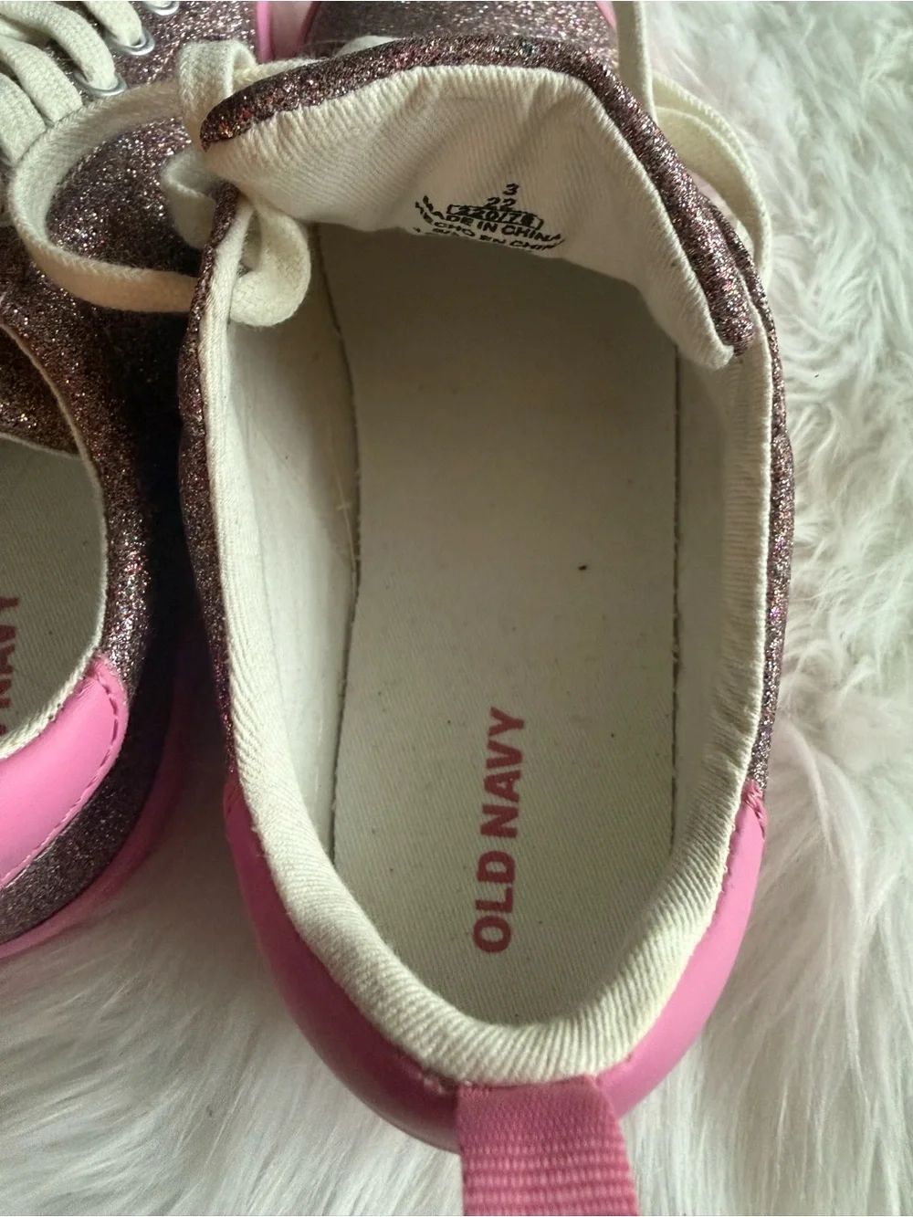 Glitter Pink Casual Sneakers - Big Kids size 3 OldNavy